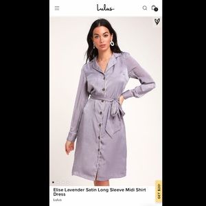 Lulus Satin MIDI Shirt Dress NWT